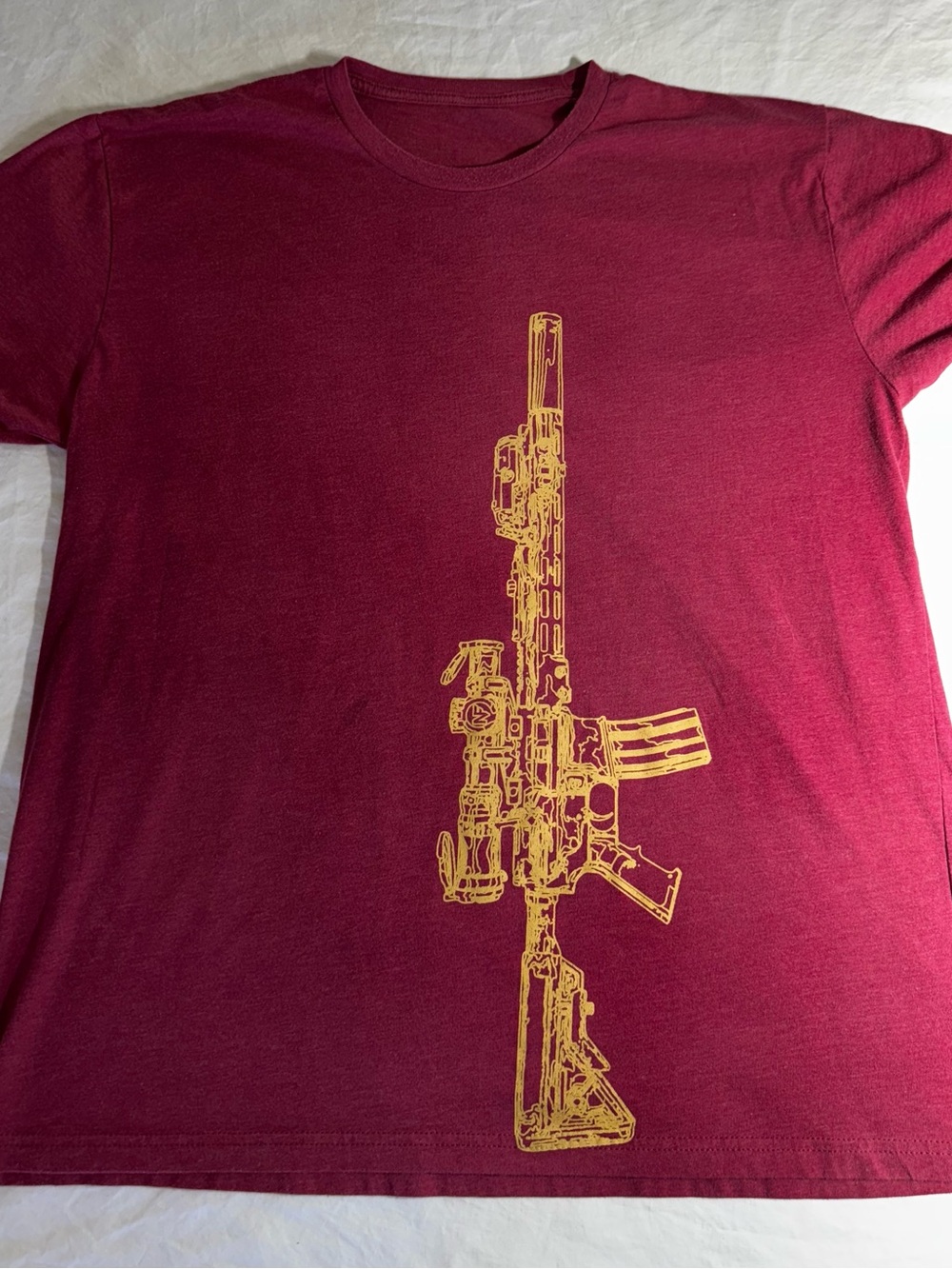 NightForce Maroon T-Shirt with Gold Rifle Graphic
